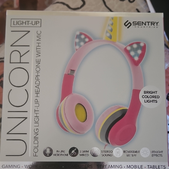 Sentry Unicorn Light-Up Headphones with Mic - Picture 1 of 2